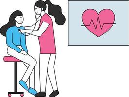 The girl is examining the other girl with a stethoscope. vector
