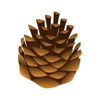 Cartoon brown pine cone close-up. Hand drawn lump. Design element for your creativity. vector