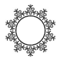 Round ornament in the form of a frame to decorate cards and invitations. Vector design element in oriental style. Black and white. Arabesque for decoration.