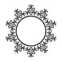 Round ornament in the form of a frame to decorate cards and invitations. Vector design element in oriental style. Black and white. Arabesque for decoration.