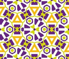 Vector fabric seamless pattern. Geometric texture background.Mosaic Style. Colorful creative collage pattern. Purple, light green, orange color.