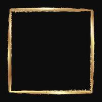 Gold or copper square frame with glowing effect and glitter on a dark background. For packaging design, photographs. Vector illustration.