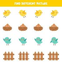 Find picture which is different from others. Worksheet for kids. vector