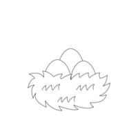 Vector illustration of cute nest with eggs on white background.