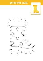 Connect the dots game with rubber boot. vector