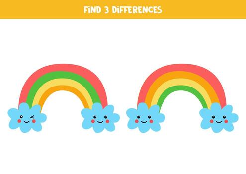 Find 3 differences between two rainbows. vector