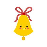 Vector illustration of cute yellow bell on white background.
