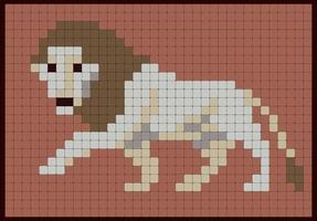 Lion Pixel animal. Symbol of 2022 year. Mosaic Safari animal. Symbol of Africa. Vector illustration
