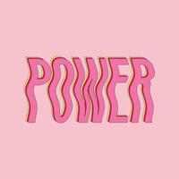 coloridas letras de poder 3d de arte pop con sombra de arco iris, fondo rosa. impresión de arte de palabra retro de moda para camiseta, bolso, pegatina, papel tapiz móvil o afiche. vector.