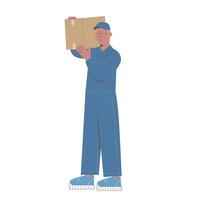 Flat modern design of delivery man courier, man with package box vector