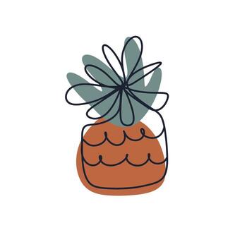Continuous Line Drawing of Pineapple vector