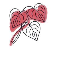 Red leaf from a tree, sketch style vector