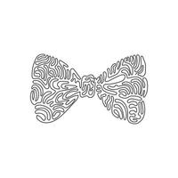 Single continuous line drawing bow tie icon. Hipster accessory. Realistic formal wear for official event. Elegant clothes object. Swirl curl style. One line draw graphic design vector illustration