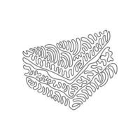 Single continuous line drawing delicious juicy sandwiches filled with vegetables, cheese, meat, cutlet. Snack for breakfast. Swirl curl style. Dynamic one line draw graphic design vector illustration