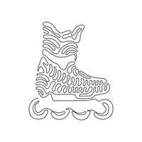 Continuous one line drawing modern roller blades. Man style roller skates. Inline skates sport. Skate. Pair of inline roller skates. Swirl curl style. Single line design vector graphic illustration