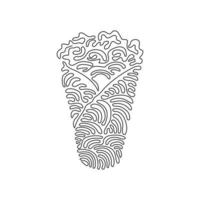 Single one line drawing shawarma or chicken wrap. Turkish fast food with meat and vegetables. Meal on grill of shawarma. Swirl curl style. Continuous line draw design graphic vector illustration