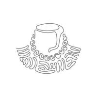 Single one line drawing pearl necklace on mannequin stand. Pendant with gemstones pearls on black mannequin. Swirl curl style concept. Modern continuous line draw design graphic vector illustration