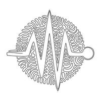 Continuous one line drawing Heartbeat icon. Heart beat monitor pulse. Heartbeat lone, cardiogram. Healthcare, medical app. Swirl curl circle background style. Single line draw design vector graphic