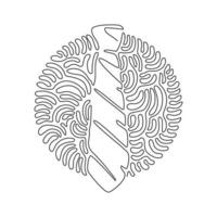 Continuous one line drawing striped tie icon. Necktie and neckcloth symbol. Template for Father's Day greeting card. Swirl curl circle background style. Single line draw design vector illustration