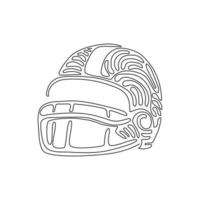 Single continuous line drawing American football helmets. Design element for logo, label, emblem, sign, poster, t shirt. Swirl curl style. Dynamic one line draw graphic design vector illustration