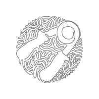 Single continuous line drawing spring expander for hand, sketch, hand trainer, sports equipment, bodybuilding, for muscle formation. Swirl curl circle background style. One line draw graphic design vector