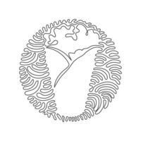 Single one line drawing shawarma or chicken wrap. Turkish fast food with meat and vegetables. Meal on grill of shawarma. Swirl curl circle background style. Continuous line draw design graphic vector