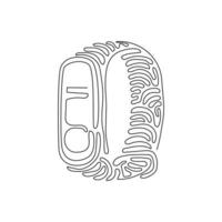 Single one line drawing smart band fitness tracker hand path. Digital smart fitness watch bracelet with touchscreen. Swirl curl style. Modern continuous line draw design graphic vector illustration