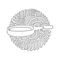 Continuous one line drawing frying pan vector. Kitchen items for cooking. Pan, saucepan, frying pan. Kitchenware at home. Swirl curl circle style. Single line draw design vector graphic illustration