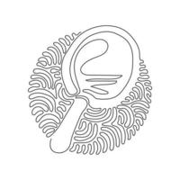 Single one line drawing Hand mirror icon. Blank handheld makeup mirrors. Female beauty accessories. Swirl curl circle background style. Modern continuous line draw design graphic vector illustration