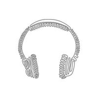 Single one line drawing Modern style headphones. Audio headset. Stylish modern headphones with earmuffs. Swirl curl style concept. Modern continuous line draw design graphic vector illustration