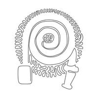 Single continuous line drawing fire hose logo in trendy style. Suitable for many purposes. Firefighter equipment. Swirl curl circle background style. One line draw graphic design vector illustration