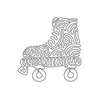 Single continuous line drawing old retro plastic quad roller skate shoes. Trendy vintage classic sport concept. Fun activity. Swirl curl style. Dynamic one line draw graphic design vector illustration