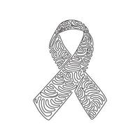 Continuous one line drawing awareness ribbon. Breast cancer AIDS ribbon. Support and solidarity concept. Health logo symbol. Swirl curl style. Single line draw design vector graphic illustration