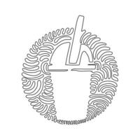 Continuous one line drawing cute Boba bubble milk tea. Delicious pearl milk tea in plastic cups. Popular drink. Swirl curl circle background style. Single line draw design vector graphic illustration
