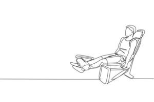 un dibujo de una sola línea del ejercicio de un joven enérgico con press de banca en el gimnasio ilustración gráfica vectorial del centro de fitness. concepto de deporte de estilo de vida saludable. diseño moderno de dibujo de línea continua vector