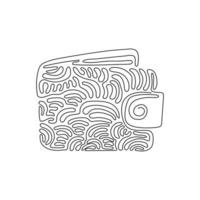 Single continuous line drawing Wallet icon in trendy flat style. Outline money wallet. Modern wallet line icon. Premium pictogram. Swirl curl style. One line draw graphic design vector illustration