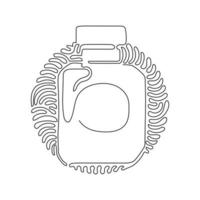 Single continuous line drawing perfume icon fragrance. Perfume bottle. Female perfume in beautiful bottle. Swirl curl circle background style. Dynamic one line draw graphic design vector illustration