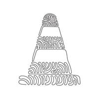 Single continuous line drawing bollard striped, bollard trendy from alert collection. Firefighter equipment from fire department. Swirl curl style. One line draw graphic design vector illustration