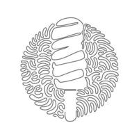 Continuous one line drawing tasty popsicle twisted ice cream. Stick lolly ice-cream. Cold summer desserts. Swirl curl circle background style. Single line draw design vector graphic illustration