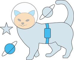 The cat is walking in space. vector