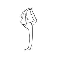 mujer haciendo yoga ilustración vectorial dibujada a mano aislada en el arte de línea de fondo blanco. vector