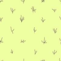 abstract minimalistic vector seamless pattern simple isolated branches with leaves hand drawn in one line