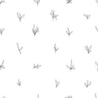 abstract minimalistic vector seamless pattern simple isolated branches with leaves hand drawn in one line