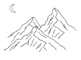 vector de montaña ilustración aislada contorno dibujado a mano terreno montañoso