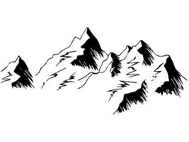 vector de montaña ilustración aislada contorno dibujado a mano terreno montañoso