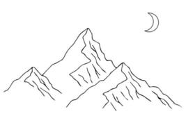 vector de montaña ilustración aislada contorno dibujado a mano terreno montañoso