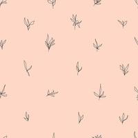 abstract minimalistic vector seamless pattern simple isolated branches with leaves hand drawn in one line