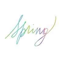 calligraphic gradient hand lettering in english spring vector isolated illustration