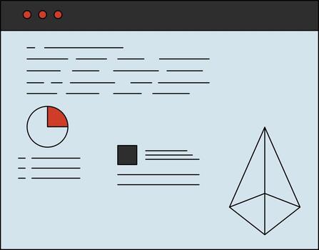 The blockchain is appearing on the web page. vector