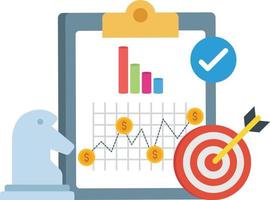 The dollar graph is displayed on the clipboard. vector